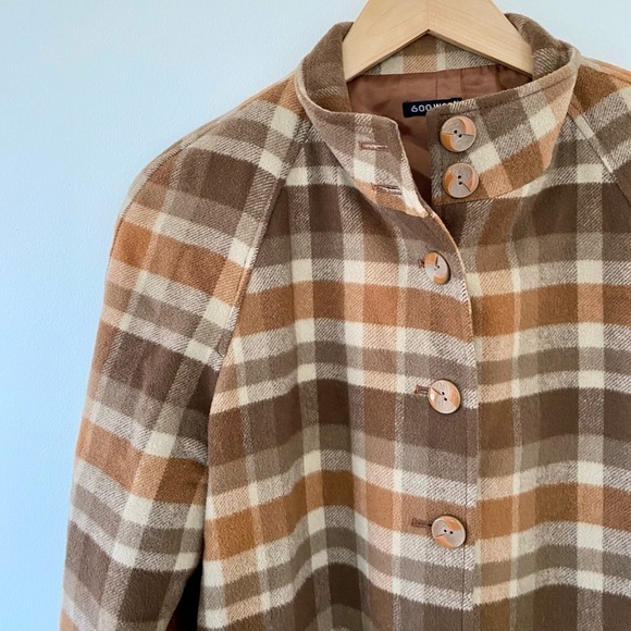 Vintage Wool Lined Plaid Tartan Brown Button Shacket - Picture 13 of 13